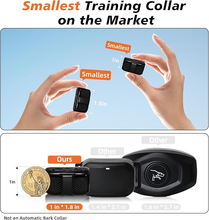 Tiniest Dog Shock Collar, Lightest Dog Training Collar with Remote for Small Dogs 5-15lbs & Medium Large Dogs/Puppies, Waterproof, Rechargeable, 1300ft Range (Black&Ultra Tiny)
