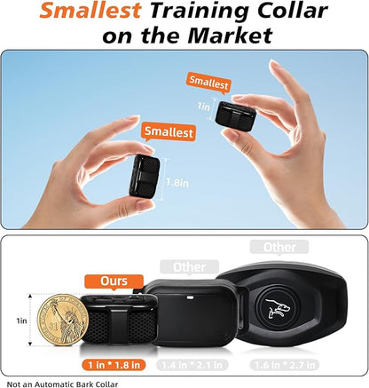 Tiniest Dog Shock Collar, Lightest Dog Training Collar with Remote for Small Dogs 5-15lbs & Medium Large Dogs/Puppies, Waterproof, Rechargeable, 1300ft Range (Black&Ultra Tiny)