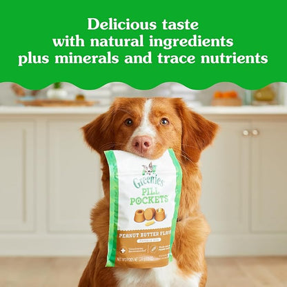 Greenies Pill Pockets for Dogs, Large Size Soft Dog Treats, Peanut Butter Flavor, (6) 7.9 oz. Pouches