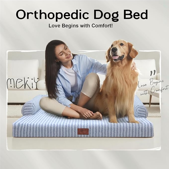 Waterproof Orthopedic Foam Dog Beds for Extra Large Dogs Durable Dog Sofa Comfy Pet Bed Washable Removable Cover and Non-Slip Bottom Bolster