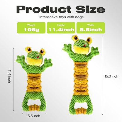 Sedioso Dog Tug Toy, Durable Dog Toys Large Breed, Tug of War Dog Squeaky Toy, Stuffed Plush Dog Toys with Crinkle Paper for Small, Middle, and Big Dogs(Tug of War Series, Frog)