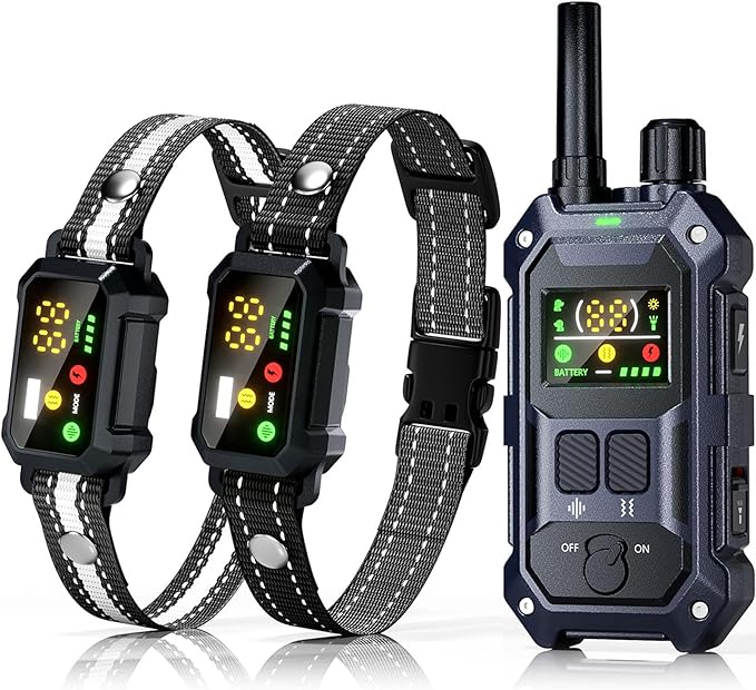 BLACKDOG Military Dog Shock Collar 2 Dogs (5-150lbs) - 4200ft Dog Training Collar with Remote, 4 Training Modes, Flashlight&Strobe, 90-Day Battery, IP67 Waterproof Dog E Collar for All Breeds (Blue)