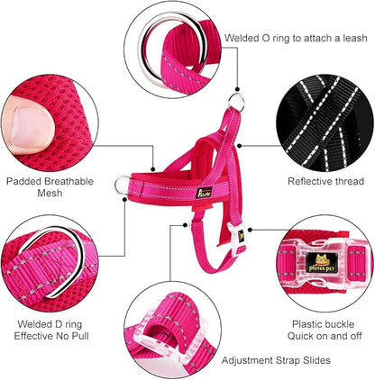 Plutus Pet No Pull Dog Harness with Breathable Mesh Padded, Adjustable Reflective Escape Proof Dog Harness, Quick Fit Dog Vest Harness for Small Medium Large Dogs(XL, Pink)