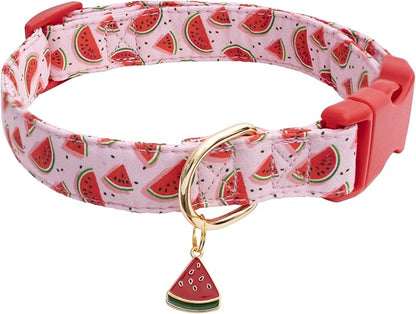 Faygarsle Cute Dog Collar for Girls Boy Dogs Soft Fancy Pet Collar with Watermelon Design Ideal Pink Summer Dog Collar for Small Medium Large Dogs L