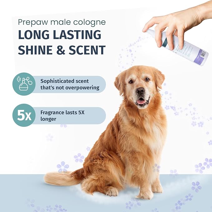 Prepaw Luxury Male Pet Cologne - Fresh Lavender Scent, 3-in-1 Formula Conditions & Moisturizes, Made with 94% Natural Ingredients, Long Lasting Fragrance, Safe & Easy to Use | 8 fl oz