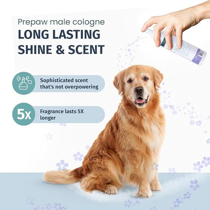 Prepaw Luxury Male Pet Cologne - Fresh Lavender Scent, 3-in-1 Formula Conditions & Moisturizes, Made with 94% Natural Ingredients, Long Lasting Fragrance, Safe & Easy to Use | 8 fl oz