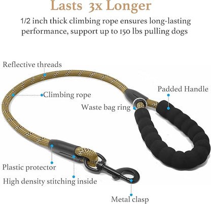 iYoShop Dual Dog Leash - 360° Swivel, No Tangle Walking Leash with Shock Absorbing Bungee for Two Dogs (Large, 25-150 lbs, Khaki)