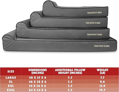 The Dog’s Bed Orthopedic Headrest Dog Bed XL Grey/Black, Memory Foam, Pain Relief for Arthritis, Hip & Elbow Dysplasia, Post Surgery, Lameness, Waterproof Washable Cover, Veterinary Approved