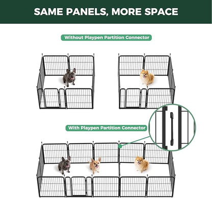 FXW Rollick Unleashed Dog Playpen for Indoor, Yard, RV Camping, 24 inch 16 Panels Dog Pen with Connectors (Pack of 2) for Small and Puppy Dogs, Black│Patented