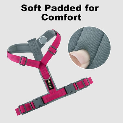 Plutus Pet No Pull Dog Harness, Adjustable Nylon Harness with Soft Padding, Reflective and Heavy Duty Dog Harness for Small, Medium, Large Dogs(Hot Pink, L)