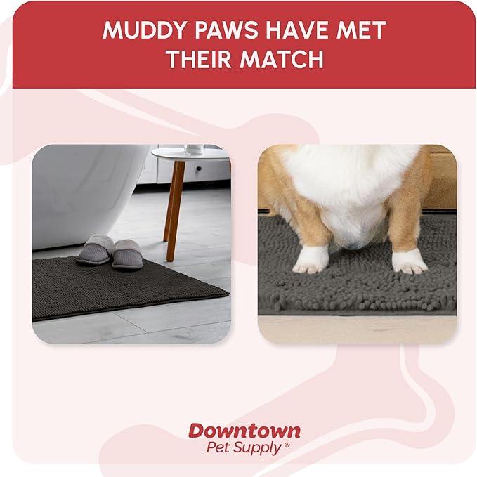 My Doggy Place Dog Mud Mat, 31" x 20" Ash – Thick Microfiber Entry Rug for Snow, Mud & Salt – Absorbent, Quick-Dry, Washer-Safe & Non-Slip, Medium
