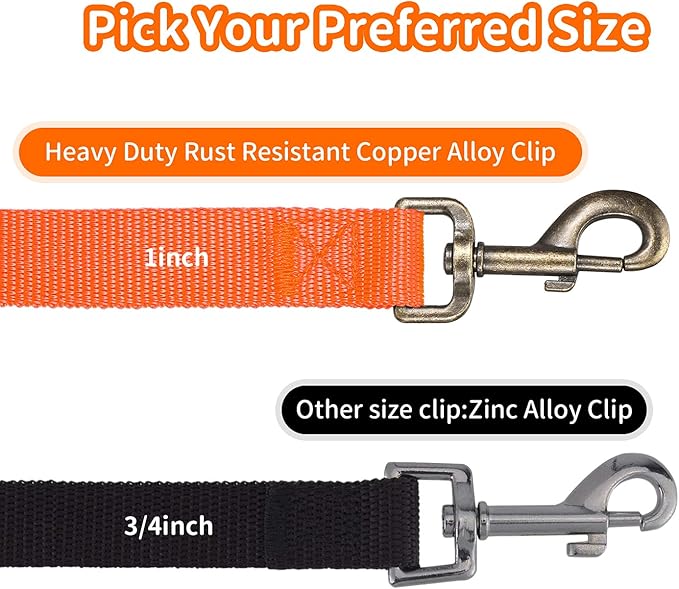 HIKISS Long Dog Leash Obedience Recall Training Agility Lead with Thickening Material for Large Dog - 15ft 20ft 30ft 50ft 100ft Training Leash(Orange 30ft)