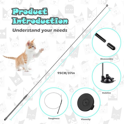 Greoil Interactive Cat Toys for Bored Indoor Adult Cats, 3 in 1 Cat Toys for Bored Cats,7 Pack Cat Teaser Cat Toys, Cats Toy Feather, Super Suction Cup Detachable with Balls and Birds