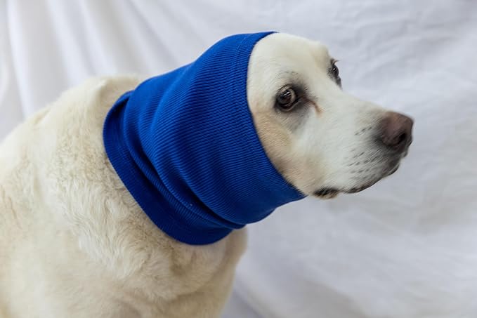 FDANDADE Dog Ear Muffs for Noise Cancelling, Ear Covers Outdoor Activities Neck Snood for Dog (Blue L)