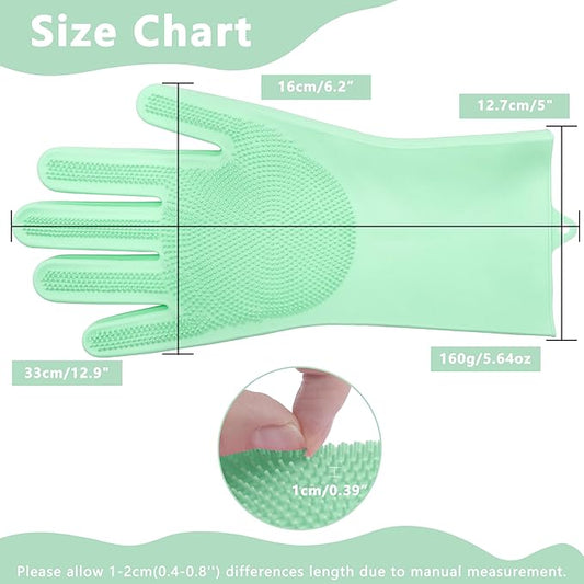 Pet Grooming Gloves—Heat Resistant Dog Washing Gloves with High-Density Teeth, Dog Bath Scrubber with Enhanced Five Finger Design, Silicone Gloves for Dogs and Cats Bathing, Massage (Green)