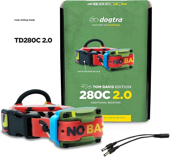 Dogtra Tom Davis 280C 2.0 Receiver Only, Add-a-Dog Collar for Existing Remote (Not Included), Boost & Lock, Waterproof, Rechargeable, 127 Levels, Vibration, 1/2-Mile Range, No Bad Dogs Trainer