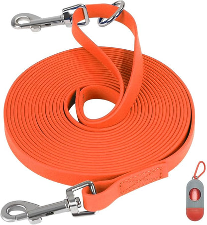 Waterproof Long Leash for Dogs Training 16FT/20FT/30FT/50FT/100FT, Long Dog Leash Heavy Duty Lead for Large Medium Small Dogs Outside Walking, Playing, Camping, or Yard(Orange 20FT)