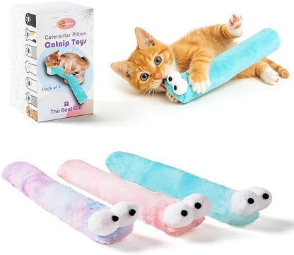 Gochanmon Cat Toys Pillows,3 Pack, Catnip Inside,Soft and Durable Kick Sticks with Crinkle Sound, Interactive Indoor Kitten Play and Exercise Toy 12.5 Inches