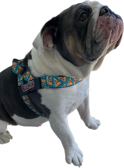 BULLHUG Adjustable Dog Harness– No Pull, No Choke – for English Bulldogs, French Bulldogs, Pugs & Broad-Chested Breeds – Easy, Safe Walks (Pizza, Medium)