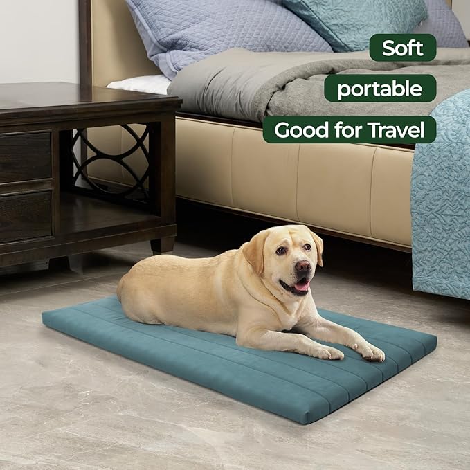 BALANCE Dog Crate Bed, Orthopedic Dog Bed Pad with Waterproof Liner, Washable Crate Foam Pet Mat for Large, Medium, Puppy Dogs Breeds, Powder Blue, 48"x30"x2"