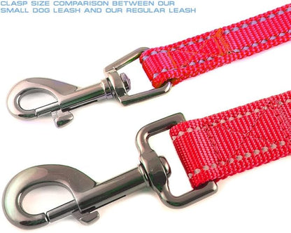 Max and Neo Small Dog Leash - Reflective Nylon, Donates to Dog Rescue (RED, 6x5/8)
