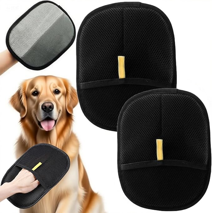 Pet Hair Removal Glove for Dogs & Cats,2Pcs Electrostatic Gloves Pet Hair Removal, Washable Reusable Dogs Cats Hair Gloves for Furniture Bed Sheets Couch Clothes Carpet Car Seat