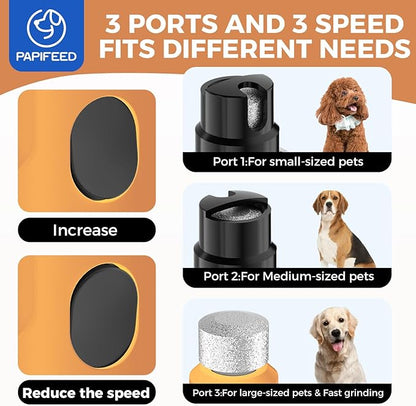 PAPIFFEED Dog Nail Clippers & Grinder with Manual Nail Clipper – Quiet 3-Speed Electric Dog Nail Trimmers with Dual LED, Rechargeable Pet Nail File for Dogs & Cats (Orange)