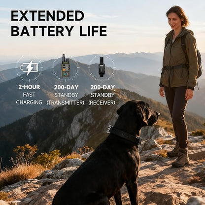 ABBIDOT Dog Shock Collar (10-120 lbs) - 5280 FT Dog Training Collar with Remote, IPX7 Waterproof with 4 Training Modes, Extended Battery Life, Multi-Mode Night Light, Rechargeable Electric Dog Collar