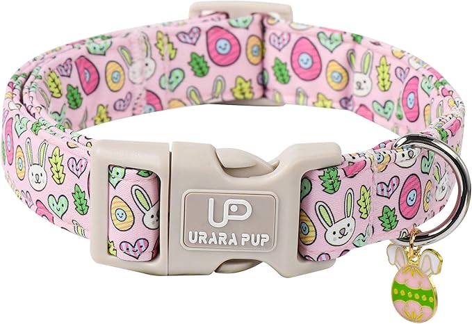 Easter Bunny Dog Collar,Cotton Easter Eggs Dog Collar for Puppy Girl Boy Dogs,Cute Bunny Pet Collars with Quick Release,Easter Gift Dogs Collars