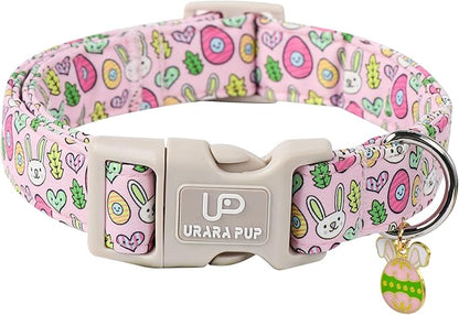Easter Bunny Dog Collar,Cotton Easter Eggs Dog Collar for Puppy Girl Boy Dogs,Cute Bunny Pet Collars with Quick Release,Easter Gift Dogs Collars