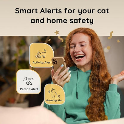 TKENPRO Pet Camera Treat Dispenser [1-Year Trial: Cloud + AI Features Included], 2K Dog & Cat Cam, Remote Treat Tossing, 360° Auto Tracking, 5G/2.4G WiFi Compatible, 2-Way Talk, Motion Alerts Indoor