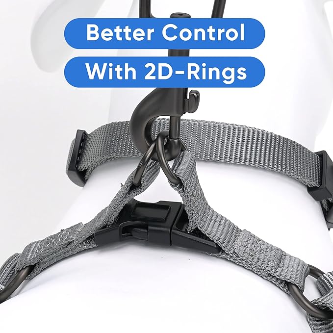 Pawtitas Solid Step-in Dog Harness – Adjustable No-Pull Vest for Puppies to Seniors, Safe & Comfortable S Grey