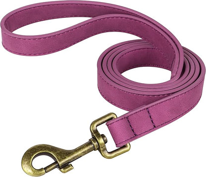 Didog PU Leather Dog Leash, Colorful Dog Leash 4ft, Strong and Durable Faux Leather Lead, Walking and Training Lead for Small Medium Dogs,Purple