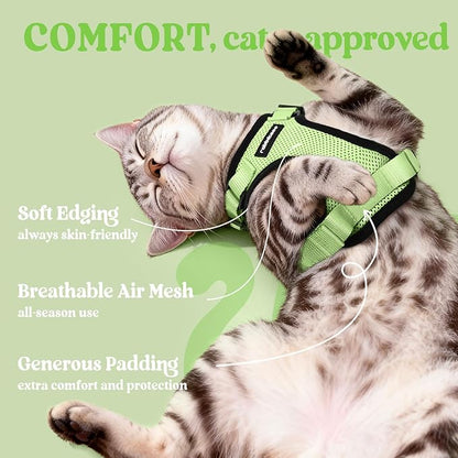 rabbitgoo Cat Harness and Leash for Walking, Escape Proof Soft Adjustable Vest Harnesses for Cats, Easy Control Breathable Reflective Strips Jacket, Light Green, XS