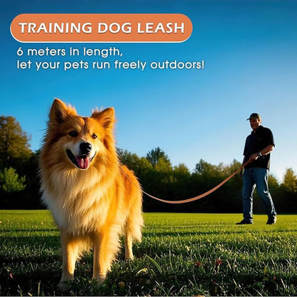 Wolfone 20ft Brown Long Leash - Waterproof Training Dog Leash for Recall, Swimming, Camping, Beach, Hunting, Walking（6m*25mm*2.3mm）