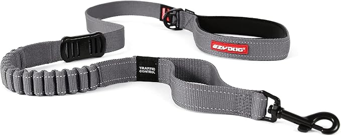 EzyDog Zero Shock Dog Leash - Shock Absorbing Bungee Leash for Dogs That Pull or Excite - Dual Handle and Reflective for Large, Medium, or Small Dogs (25-Inch, Gray)
