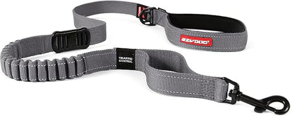 EzyDog Zero Shock Dog Leash - Shock Absorbing Bungee Leash for Dogs That Pull or Excite - Dual Handle and Reflective for Large, Medium, or Small Dogs (25-Inch, Gray)