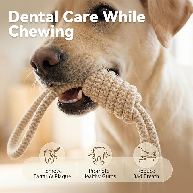 IRRESTRICO Puppy Chew Toys for Teething, Durable Dog Rope Toys for Small and Medium Dogs, Interactive Chew Rope for Training, M Size