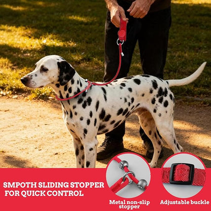 EVERKING Slip Lead Dog Leash,No-Pull Slip Training Leash and Collar,6FT Nylon Material Heavy-Duty and Durable,with Comfortable Padded Handle,Suitable for All Dogs (Red(4.9-5.9FT-Metal Buckle))