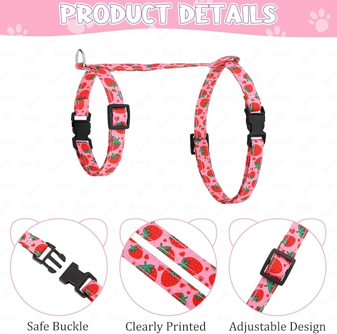 2 Pack Cat Harness and Leash, Escape Proof Adjustable Cat Harness with Leash Collar, Lightweight Soft and Comfortable, for Small Medium Cats Safe Walking and Travel