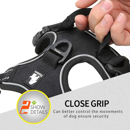 JUXZH Truelove No Pull Dog Harness with Easy Control Handle and 2 Leash Attachments,Reflective Adjustable Pet Vest
