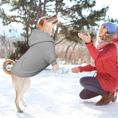 Dog Sweaters for Large Dogs,Dog Hoodie,Warm Fleece Sweatshirt with Hood & Pocket,Leash Hole,Cozy Cold Weather Pet Clothes Sweater Hoodie for Large Dogs(Grey,XL)