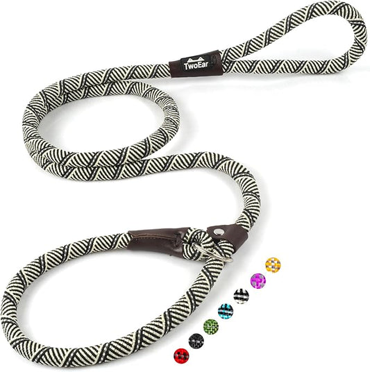 TwoEar 6FT Slip Lead Dog Leash, Heavy Duty Slip Leash for Dogs with Highly Reflective, Strong Rope Slip Leads No Pull Pet Training Leashes for Small Dogs (1/2", Grey)