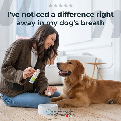 Oxyfresh Premium Pet Dental Kit for Dogs & Cats – Easiest Breath Freshener & Teeth Cleaning Solution for Fresh Breath, Clean Teeth, Plaque & Tartar Control – 1oz Toothpaste + 3oz Water Additive