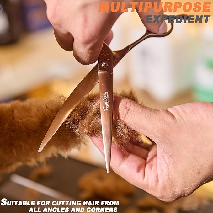 High-end Professional Dog Grooming Curved Scissors Pet Curved Shears 7 Inches Extremely Very Sharp Made Of Stainless Steel Alloy By Hand For Dog Cat Groomer