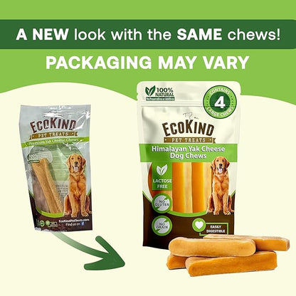 EcoKind Premium Gold Yak Cheese Himalayan Dog Chews, Dog Treats Large Breed, All Natural, High Protein, for Aggressive Chewers, Large - 12+ Chews (3 lb)