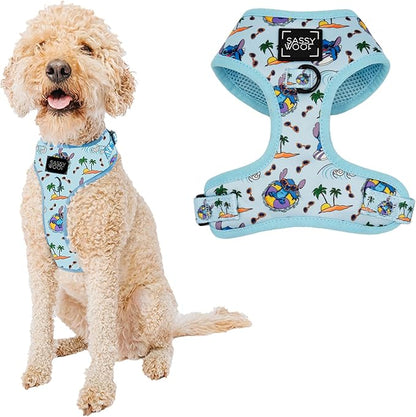 Sassy Woof Dog Adjustable Harness - Disney Stitch - L, Breathable Mesh, No Pull Design with Two D-Rings, Patented Design, Ideal for Large Dogs - Officially Licensed