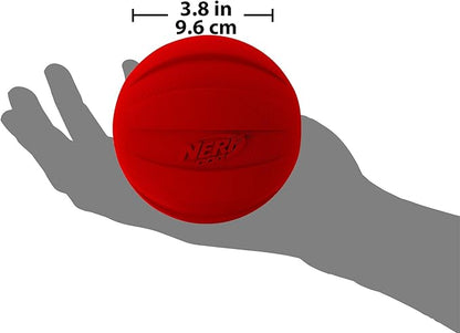 Nerf Dog Classic Squeak Ball Outdoor Dog Toy, 3.8 Inch Dog Ball Fetch Toy, Squeaking Toy for Medium and Large Breeds, Green/Red, 2 Count