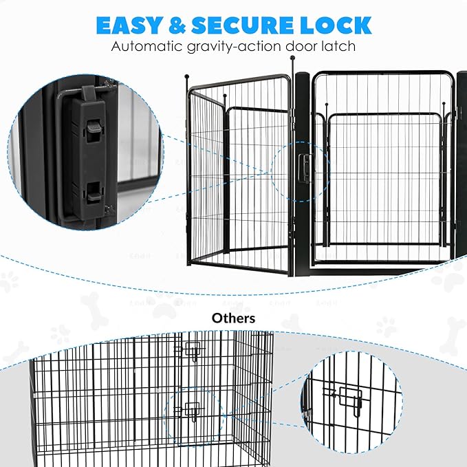 FreePet Dog Playpen for Indoor, Yard, RV Camping, 32 inch 8 Panels for Small and Puppy Dogs, Black│Patented (Black)