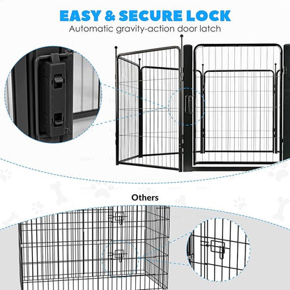 FreePet Dog Playpen for Indoor, Yard, RV Camping, 32 inch 8 Panels for Small and Puppy Dogs, Black│Patented (Black)